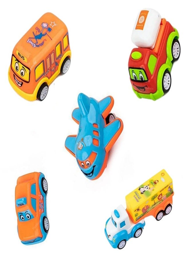 Yashvin Toy Cars Push and Go Play Set Friction Powered Car Pull Back Vehicles Transport Tools Gifts for Babies Toddlers Kids Boys Girls Age 3+ Years Old Pack of 5 || BN231